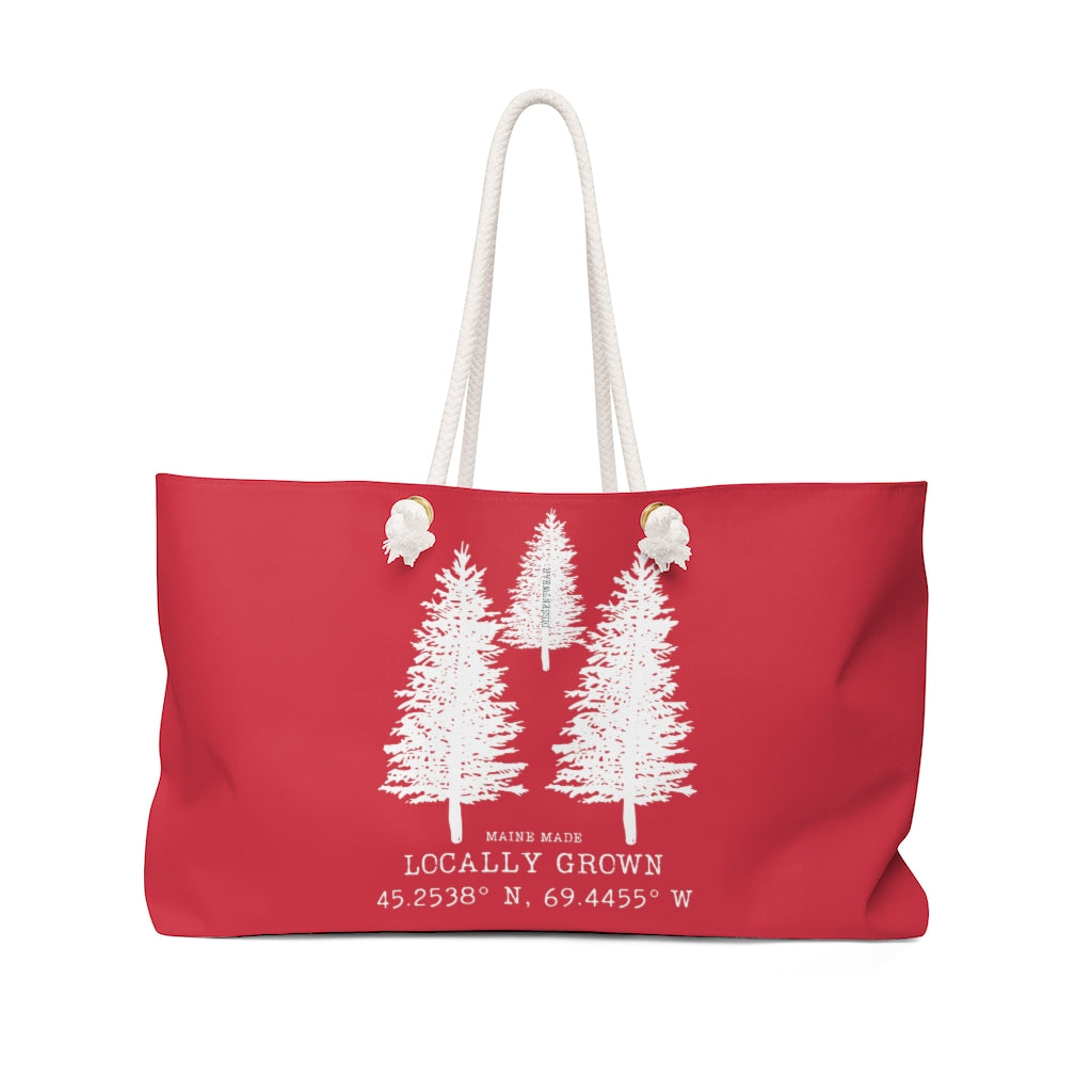 MAINE MADE LOCALLY GROWN WEEKENDER BAG IN RED