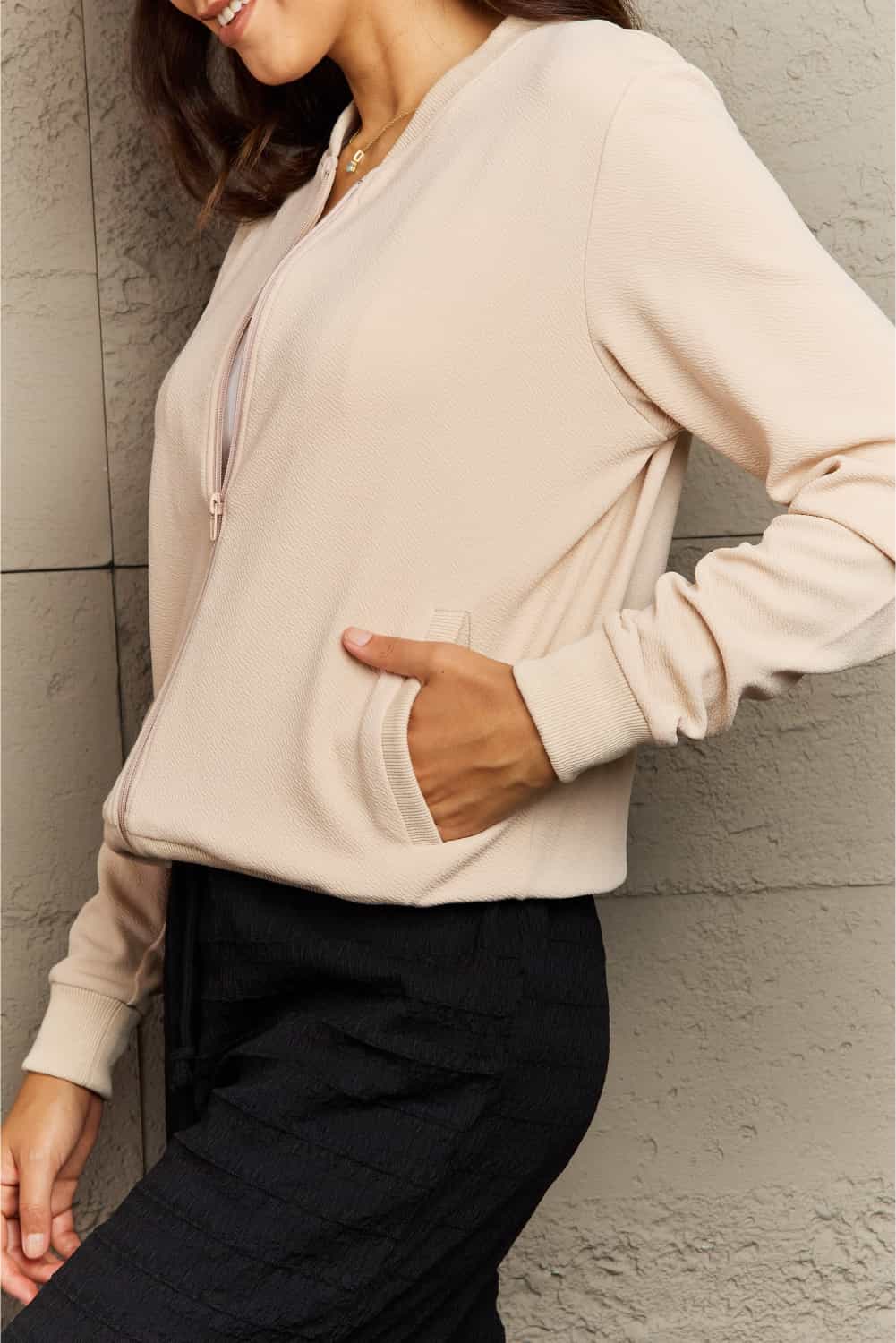 Round Neck Long Sleeve Jacket