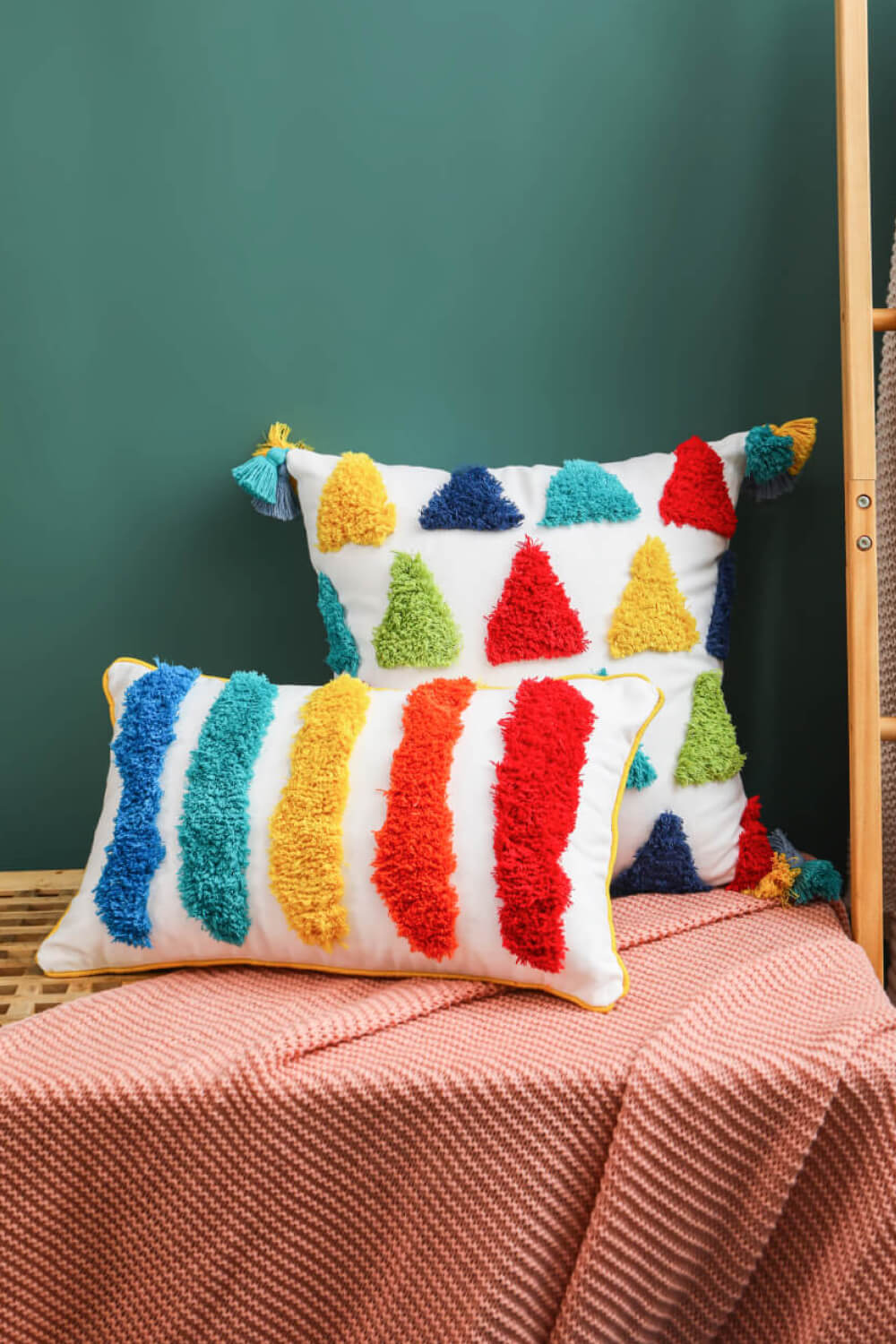 Multicolored Decorative Throw Pillow Case rainbow