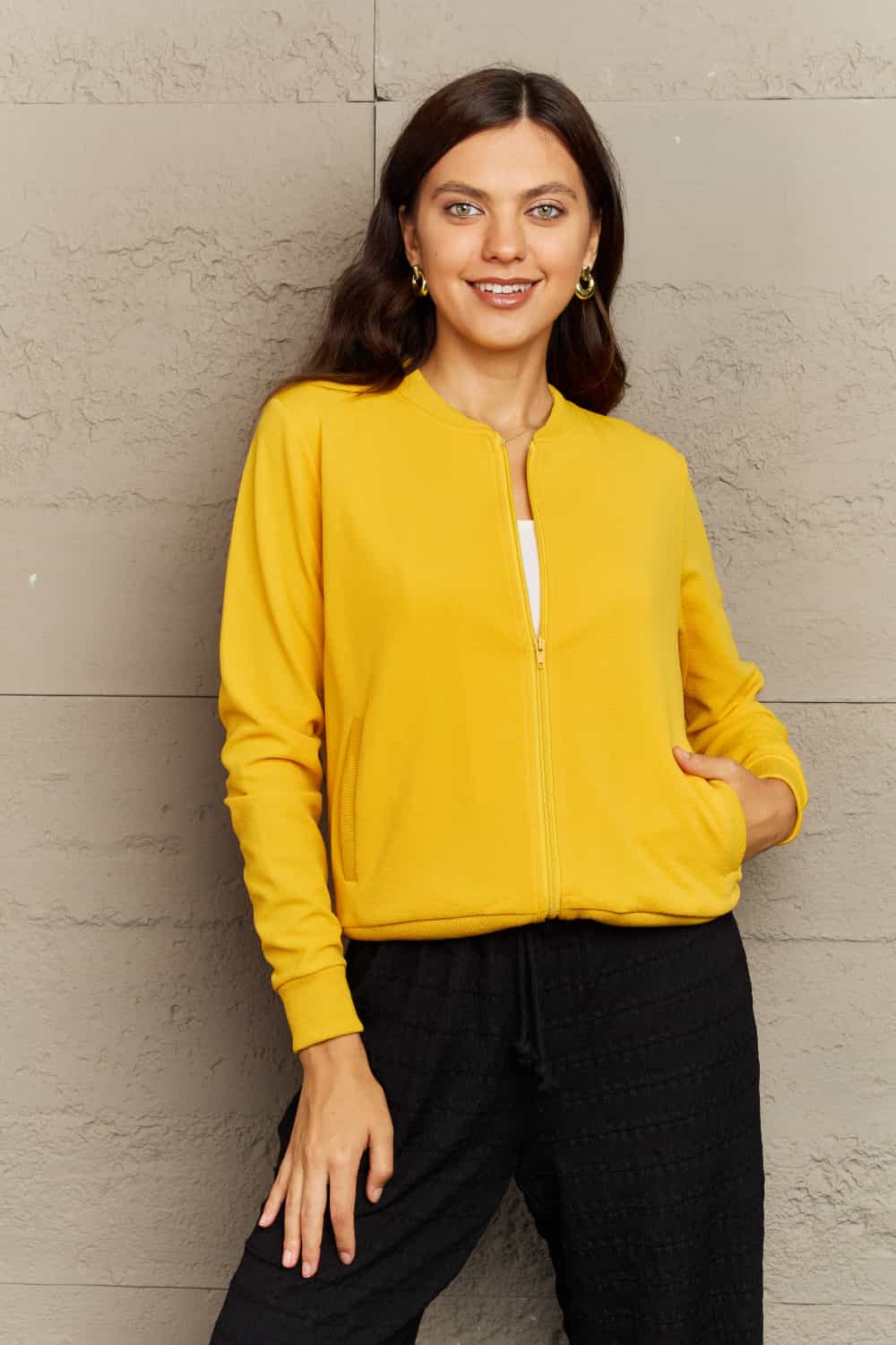 Round Neck Long Sleeve Jacket