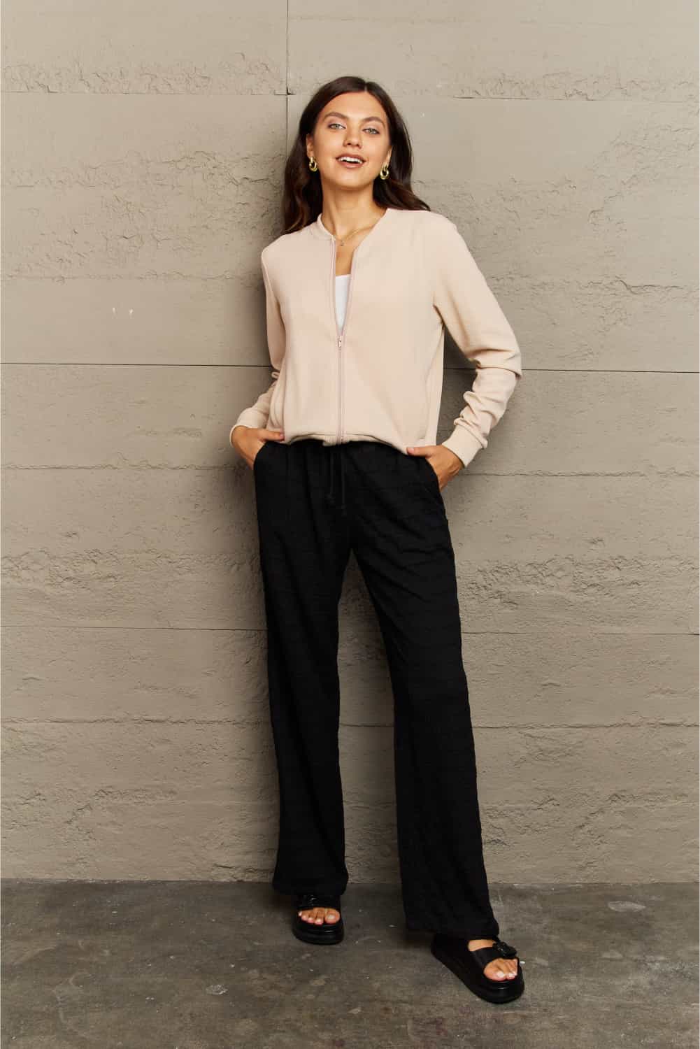 Round Neck Long Sleeve Jacket