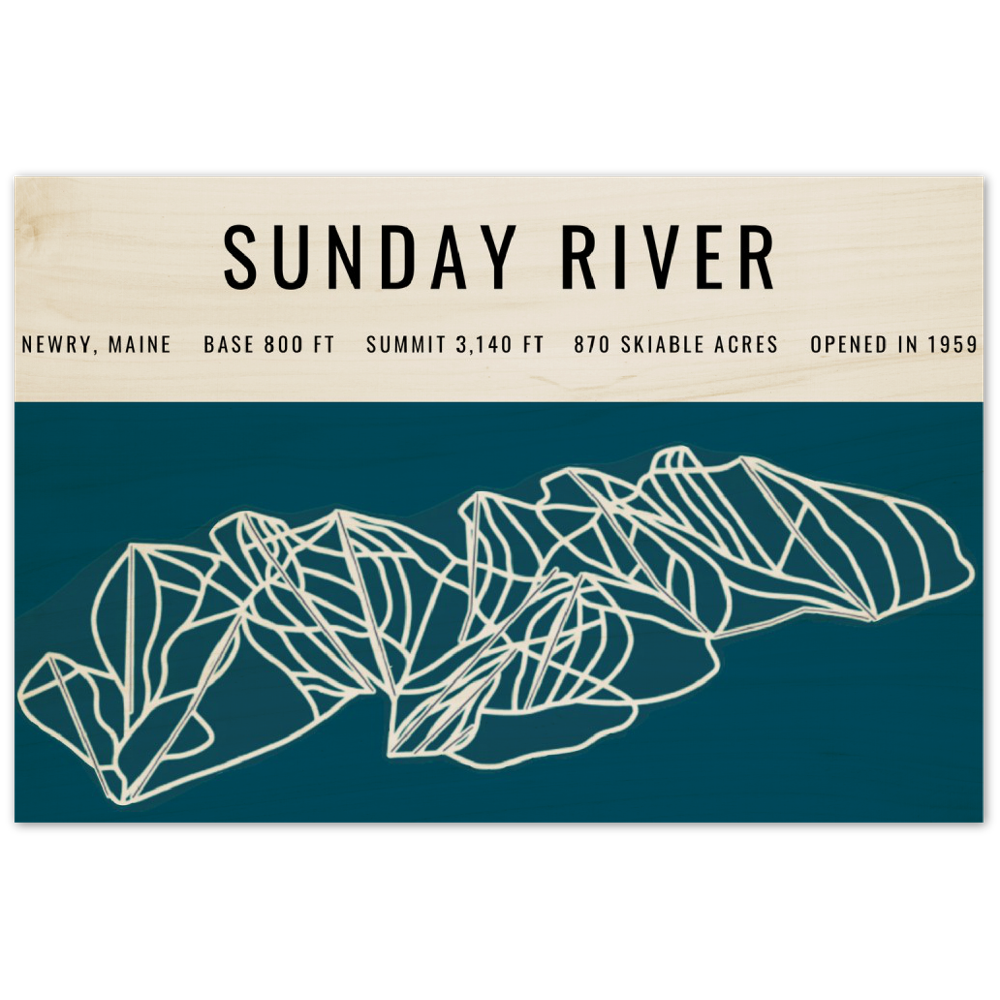 Sunday River Maine Ski Mountain Resort Wood Print