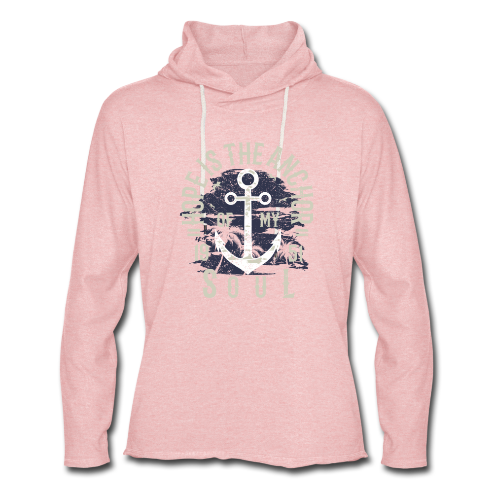 HOPE IS THE ANCHOR OF MY SOUL LIGHTWEIGHT HOODIE - cream heather pink