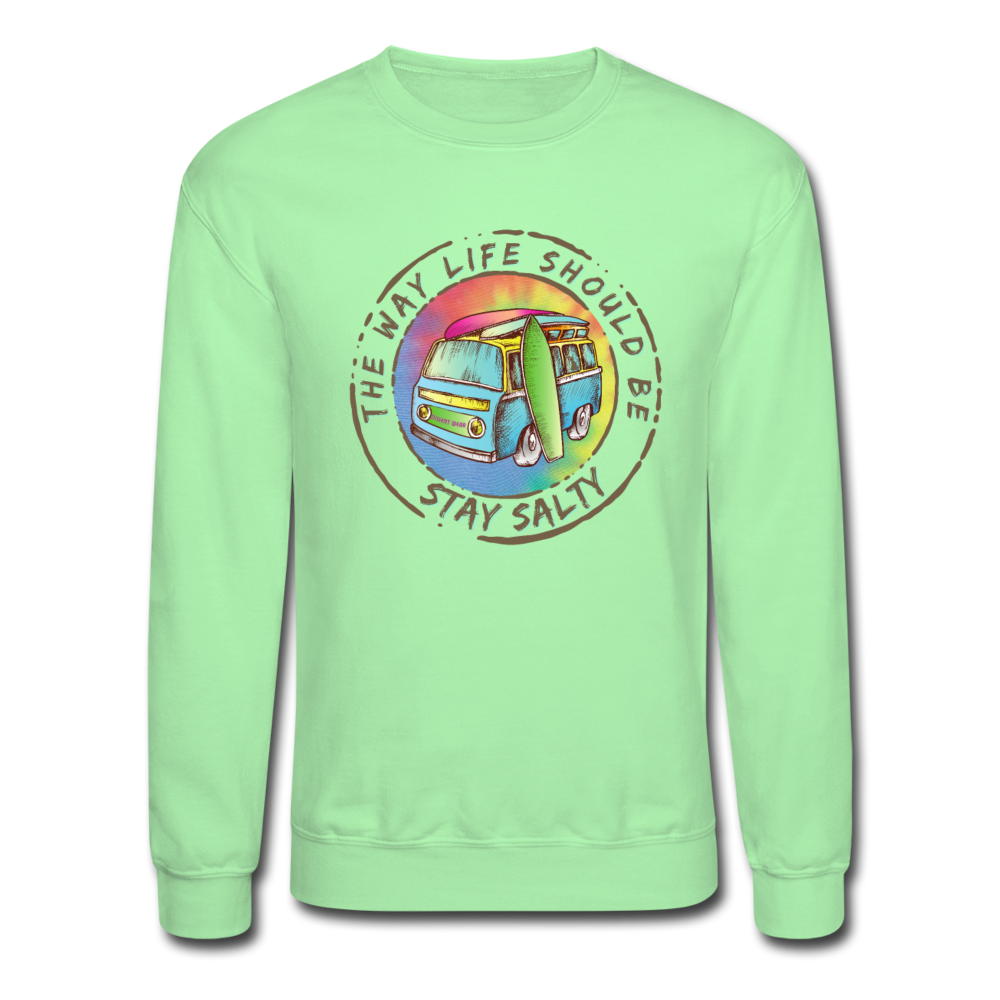 THE WAY LIFE SHOULD BE SURF AND SALT Crewneck Sweatshirt - lime