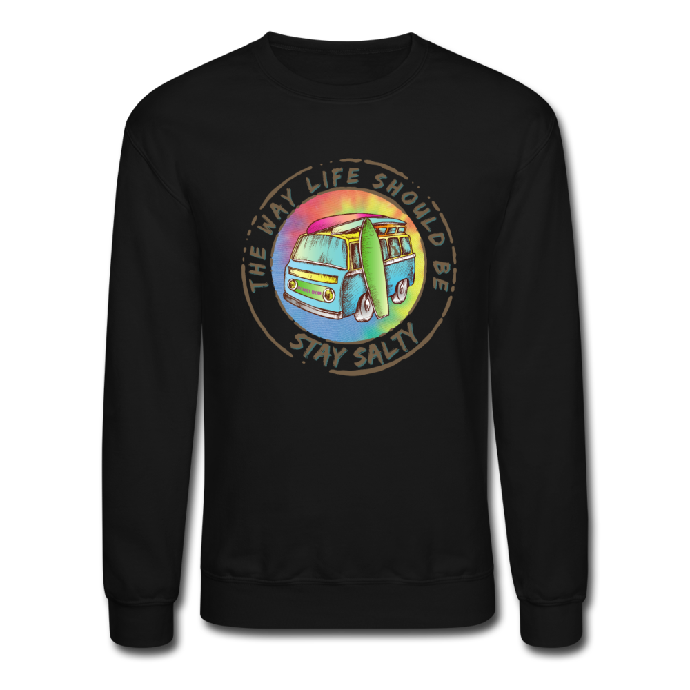 THE WAY LIFE SHOULD BE SURF AND SALT Crewneck Sweatshirt - black