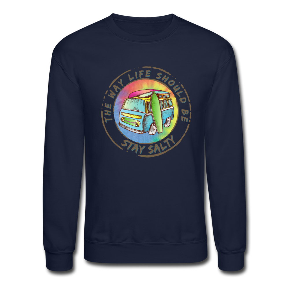 THE WAY LIFE SHOULD BE SURF AND SALT Crewneck Sweatshirt - navy