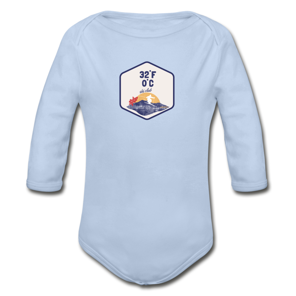 Organic Long Sleeve Baby Bodysuit - sky