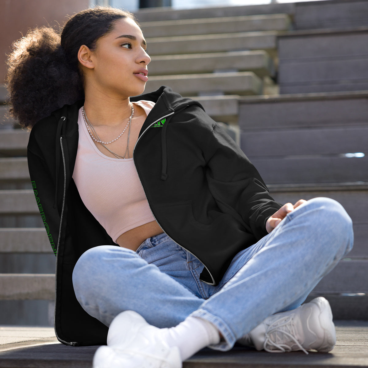 FRONT / ARM Unisex fleece zip up hoodie