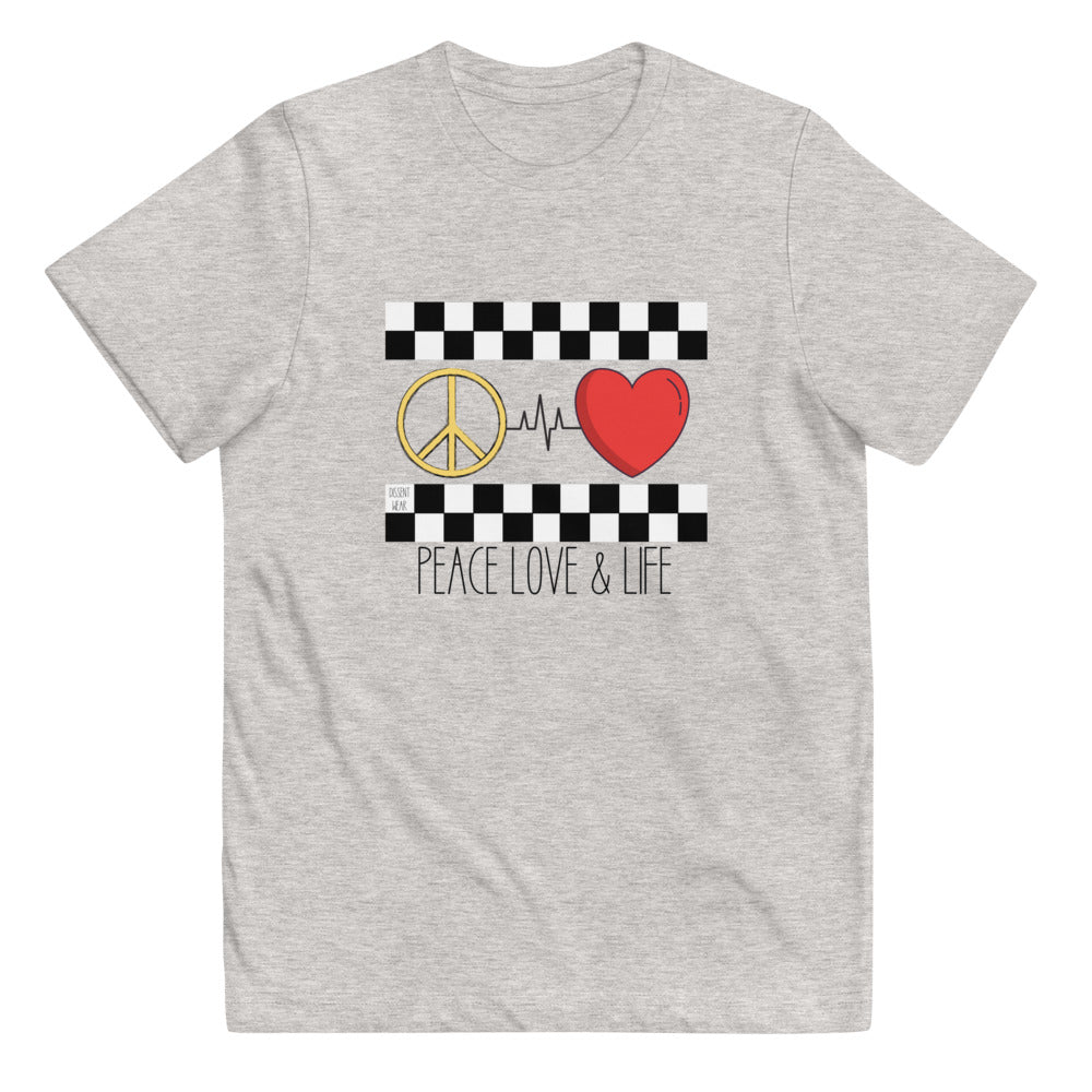 PEACE LOVE AND LIFE YOUTH KIDS TEE