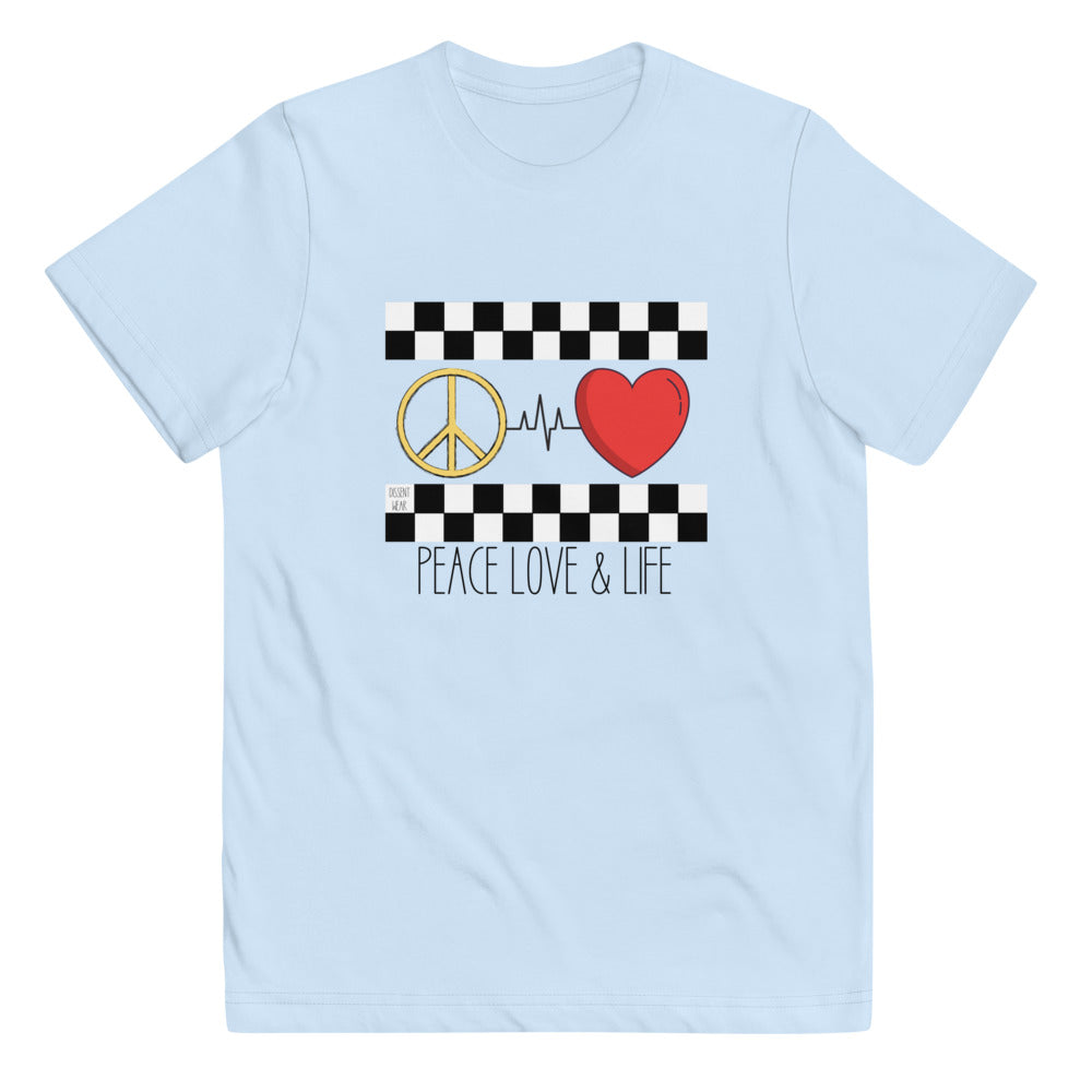 PEACE LOVE AND LIFE YOUTH KIDS TEE