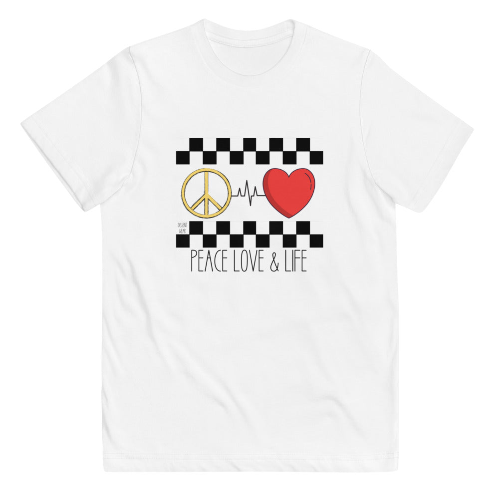 PEACE LOVE AND LIFE YOUTH KIDS TEE