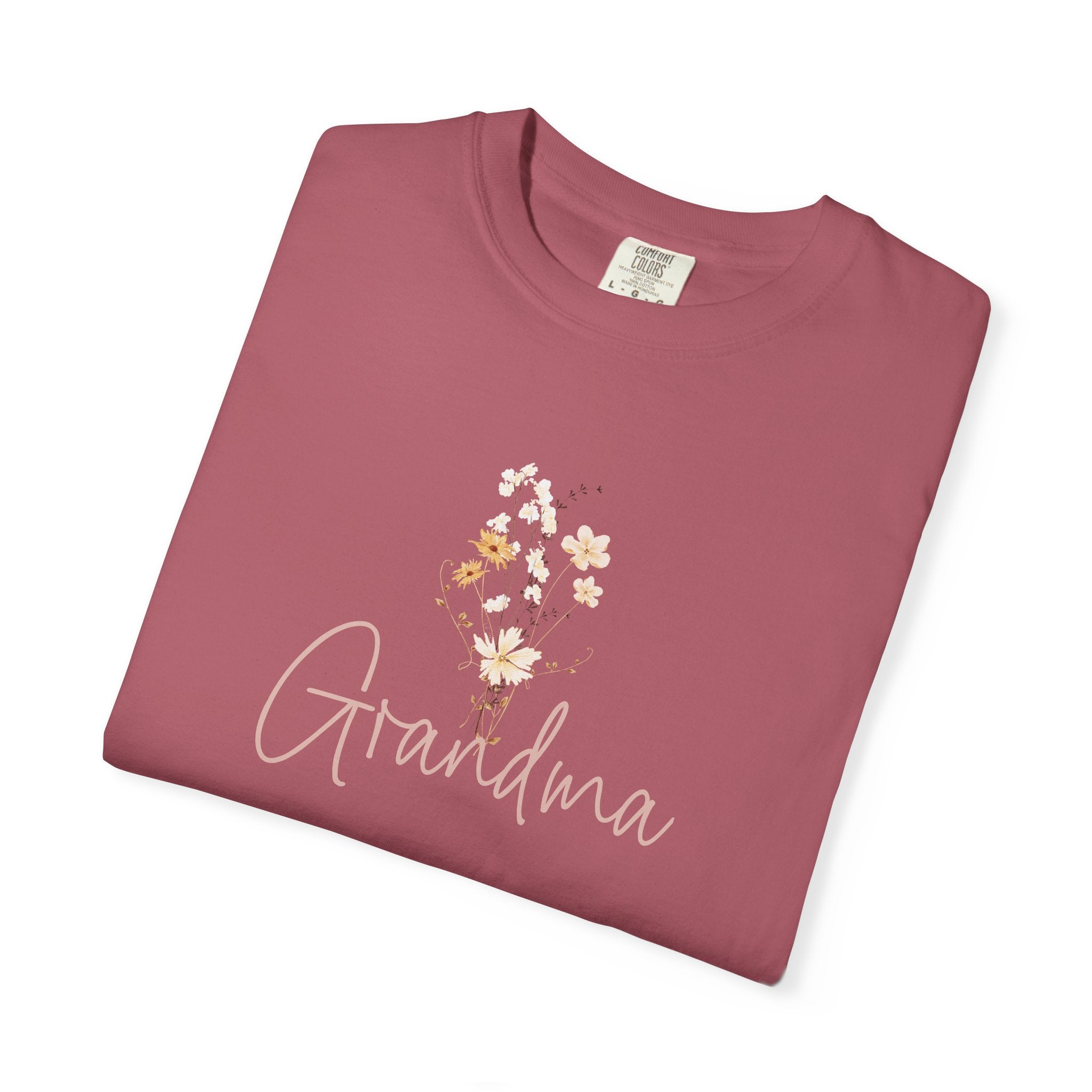 Flower Grandma Unisex Garment-Dyed T-Shirt, Gift for Grandma, Floral Tee, Mother&
