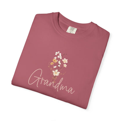 Flower Grandma Unisex Garment-Dyed T-Shirt, Gift for Grandma, Floral Tee, Mother&