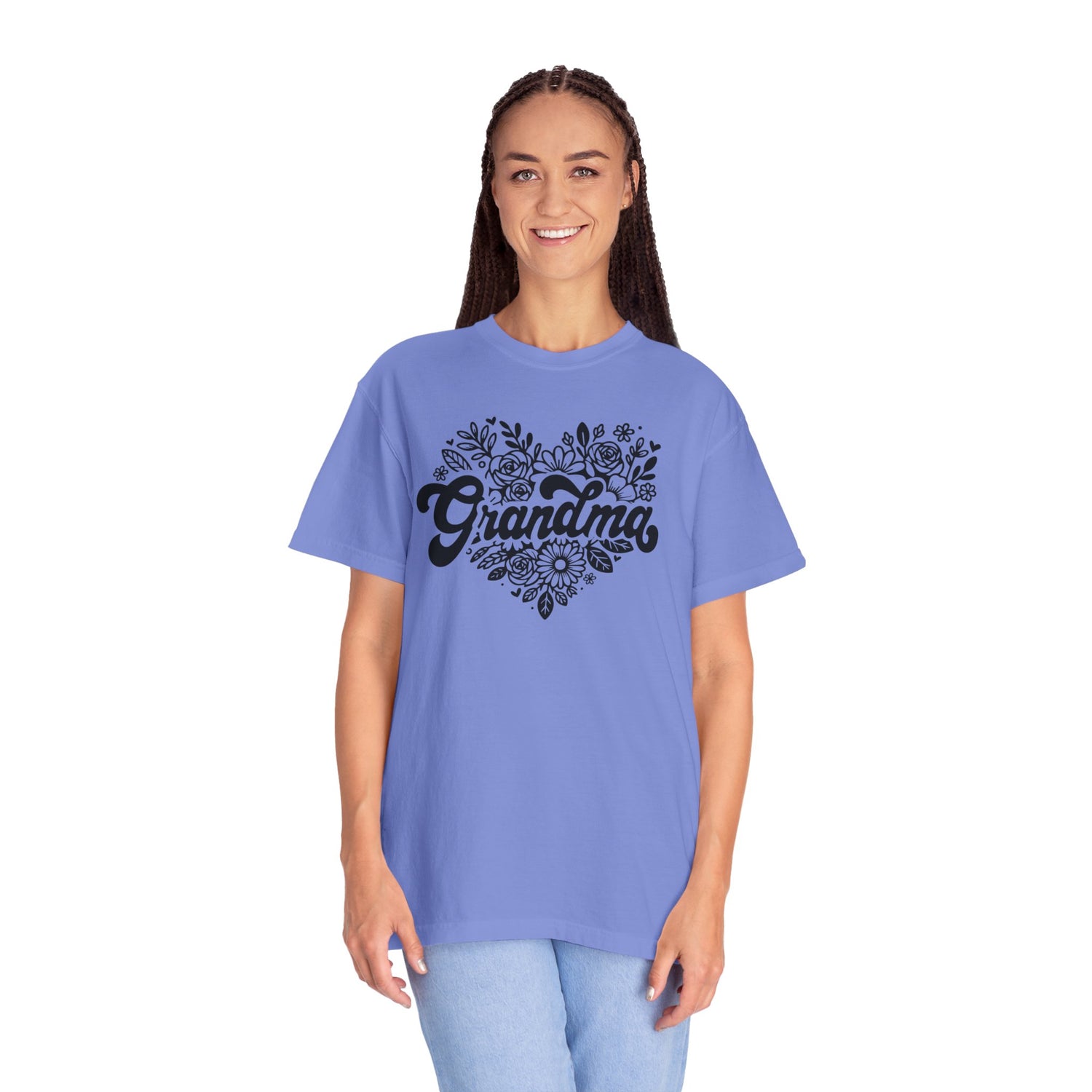 Grandma Large Center Floral Heart T-Shirt, Gift for Grandma, Mother&