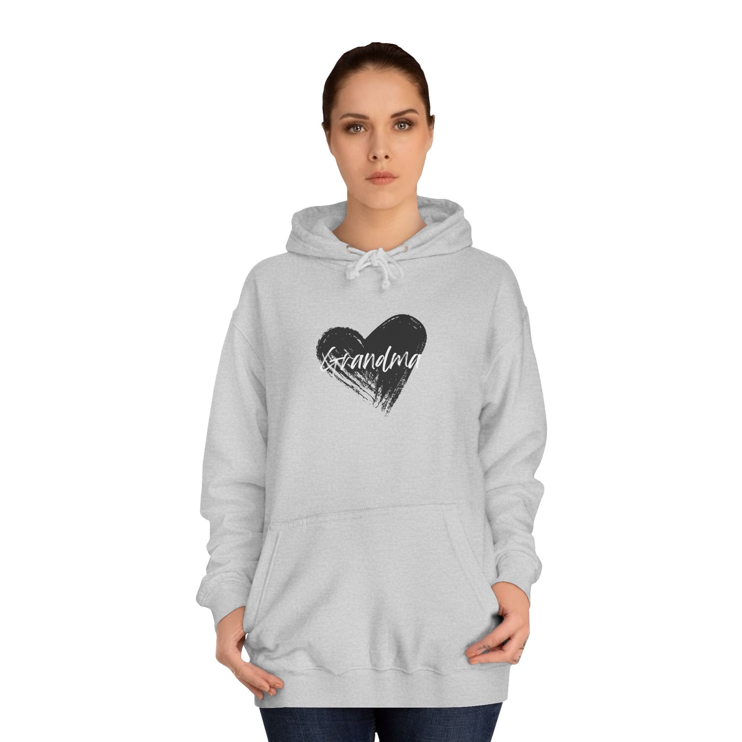 GRANDMA College Hoodie with Heart Design, Cozy College Apparel, Casual Sweatshirt, Gift for Students, Perfect for Campus Life, Trendy Hoodie