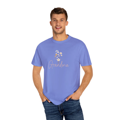 Flower Grandma Unisex Garment-Dyed T-Shirt, Gift for Grandma, Floral Tee, Mother&