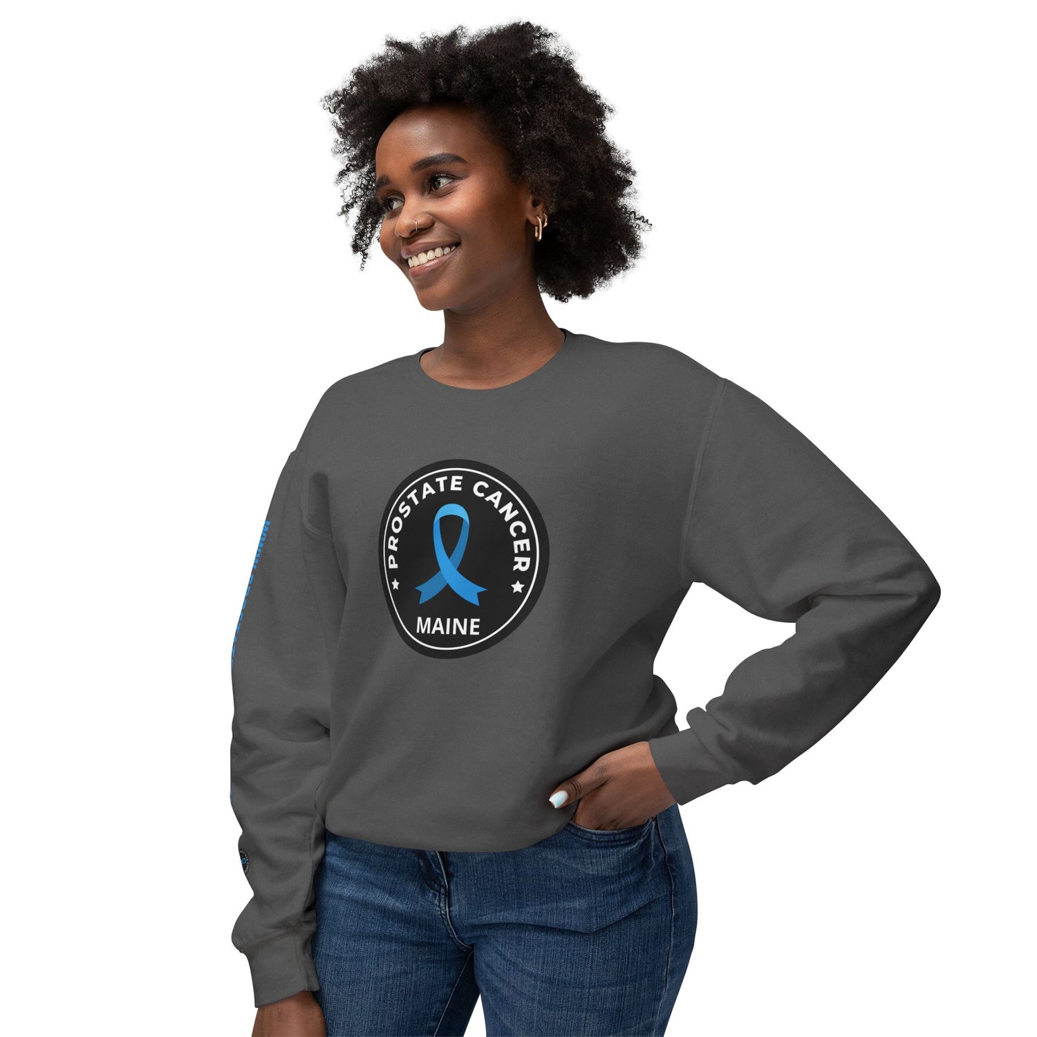 Prostate Cancer Maine Gender Neutral Lightweight Crewneck Sweatshirt