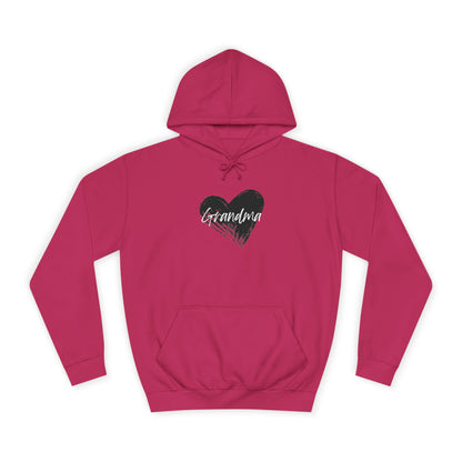 GRANDMA College Hoodie with Heart Design, Cozy College Apparel, Casual Sweatshirt, Gift for Students, Perfect for Campus Life, Trendy Hoodie