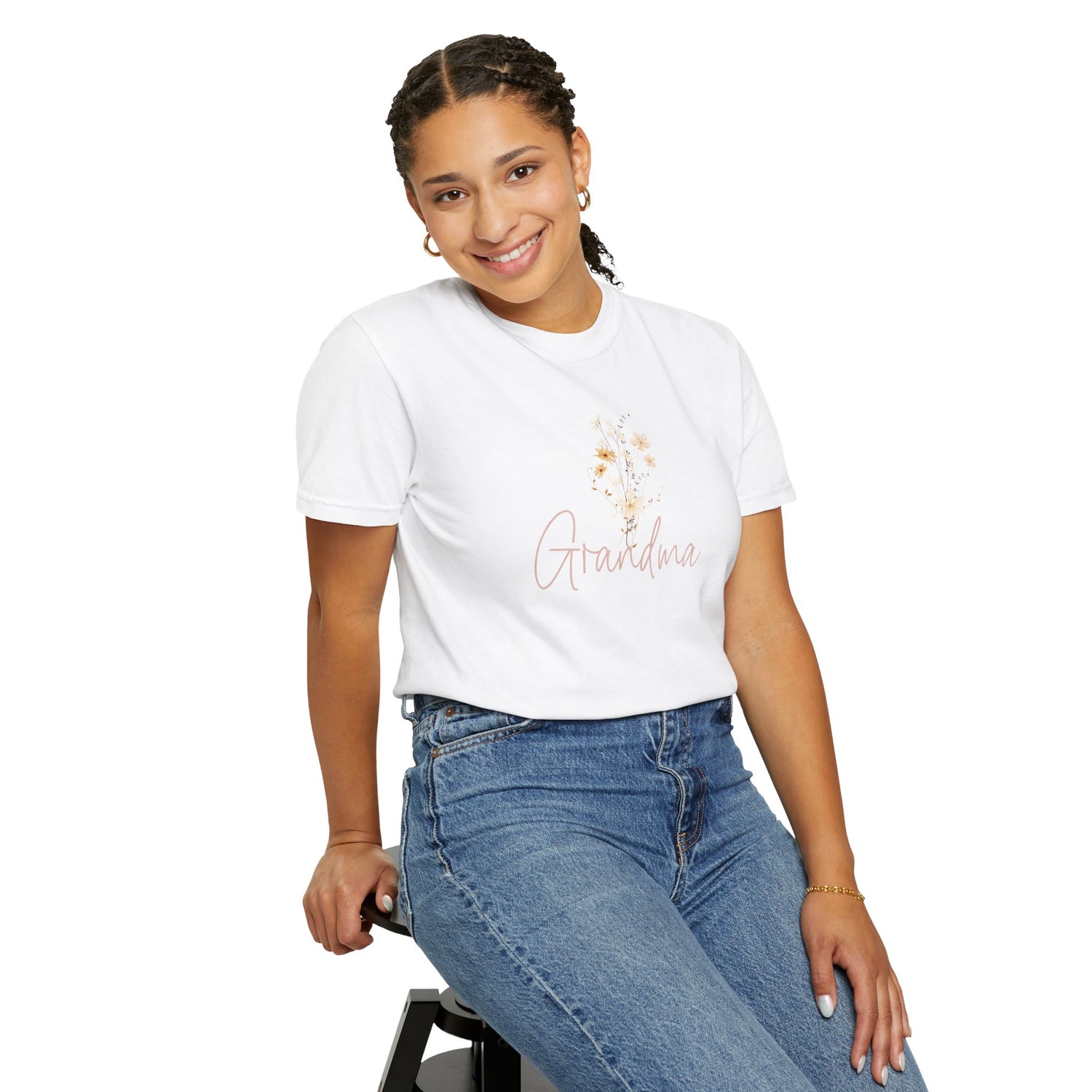 Flower Grandma Unisex Garment-Dyed T-Shirt, Gift for Grandma, Floral Tee, Mother&