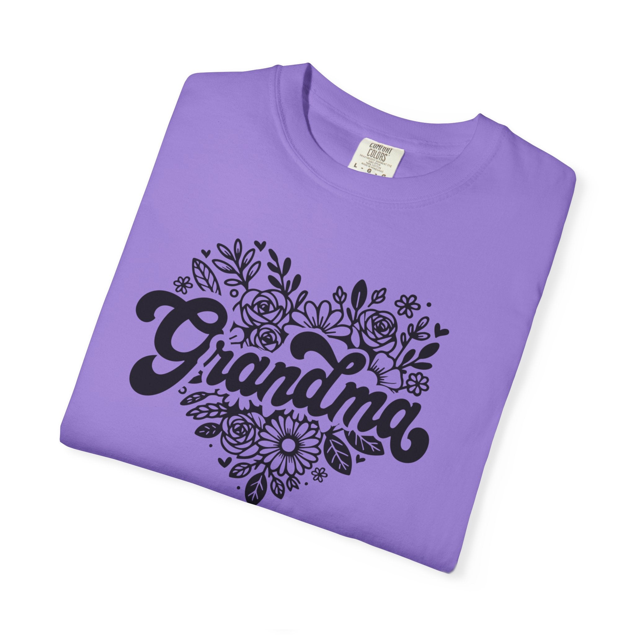 Grandma Large Center Floral Heart T-Shirt, Gift for Grandma, Mother&