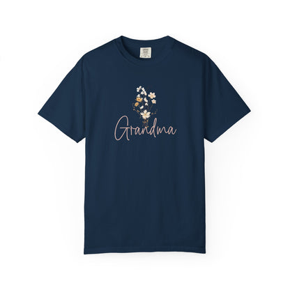 Flower Grandma Unisex Garment-Dyed T-Shirt, Gift for Grandma, Floral Tee, Mother&