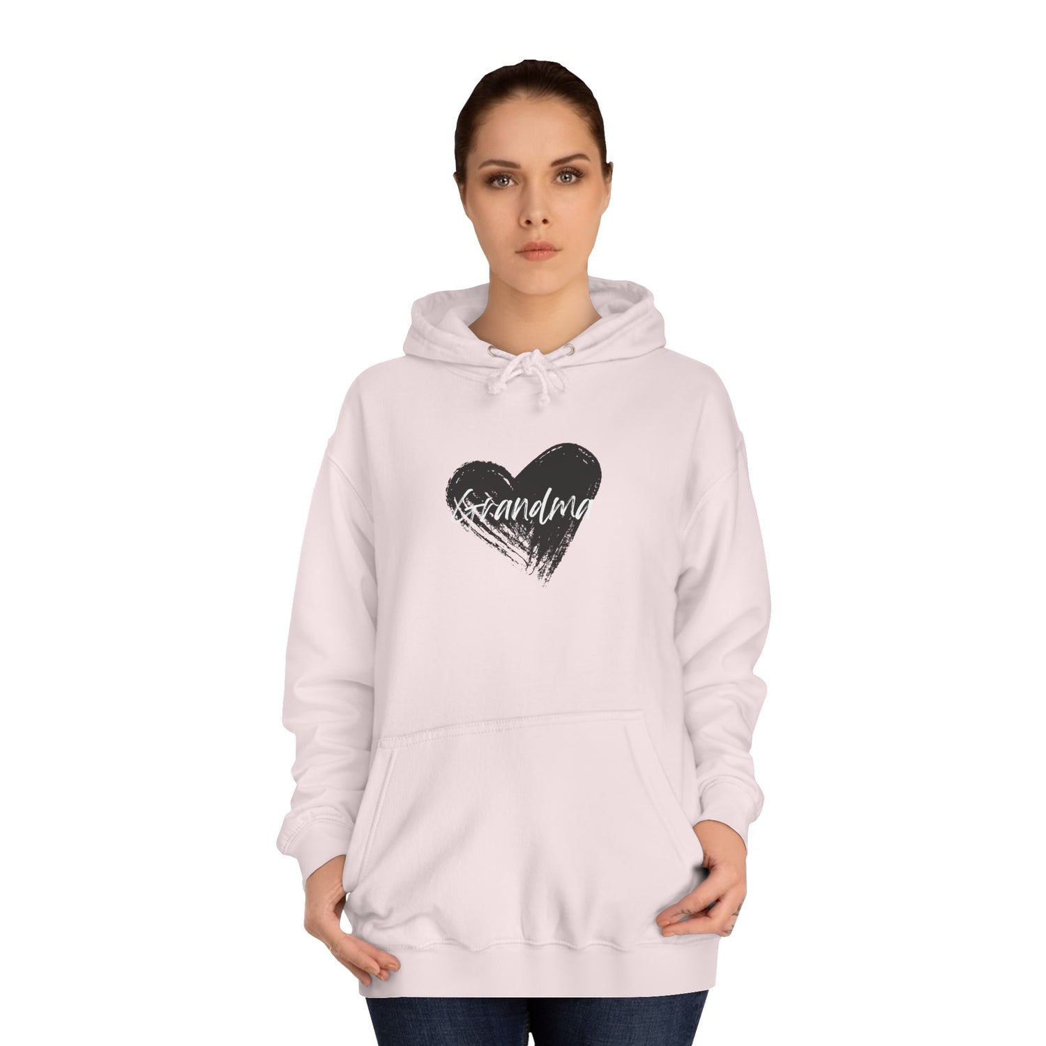 GRANDMA College Hoodie with Heart Design, Cozy College Apparel, Casual Sweatshirt, Gift for Students, Perfect for Campus Life, Trendy Hoodie