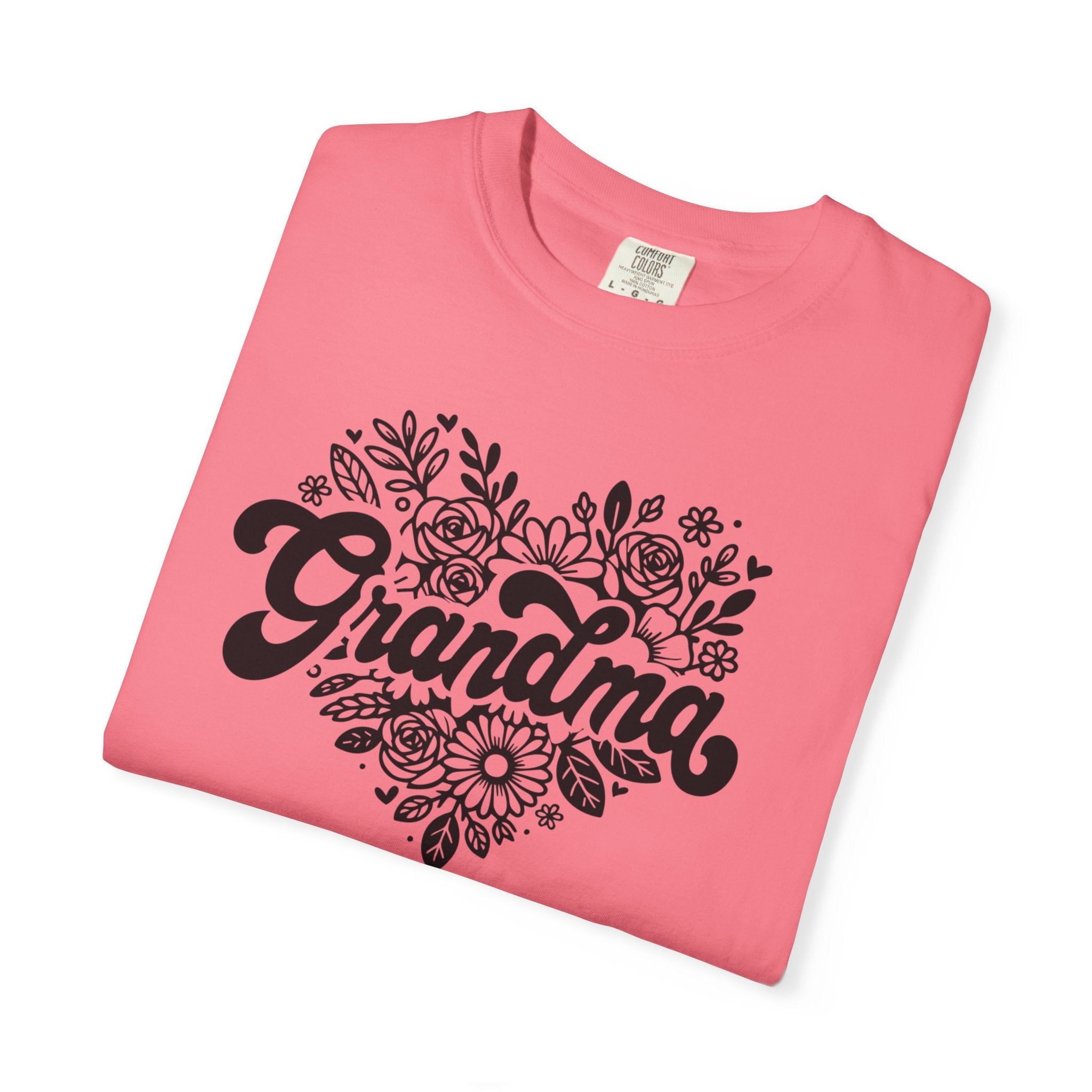 Grandma Large Center Floral Heart T-Shirt, Gift for Grandma, Mother&
