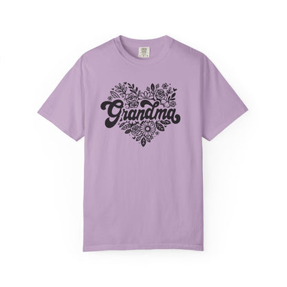 Grandma Large Center Floral Heart T-Shirt, Gift for Grandma, Mother&