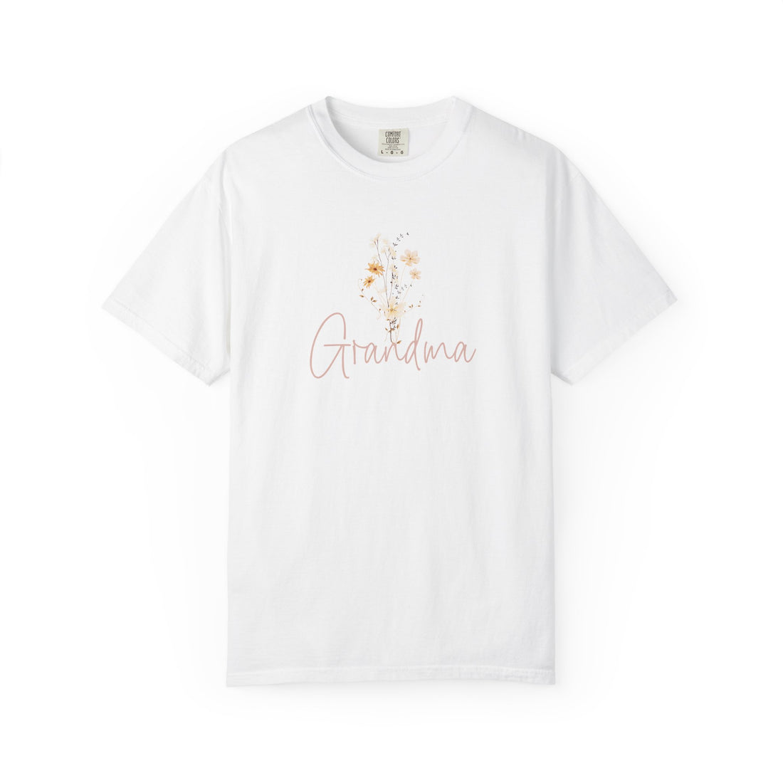 Flower Grandma Unisex Garment-Dyed T-Shirt, Gift for Grandma, Floral Tee, Mother&