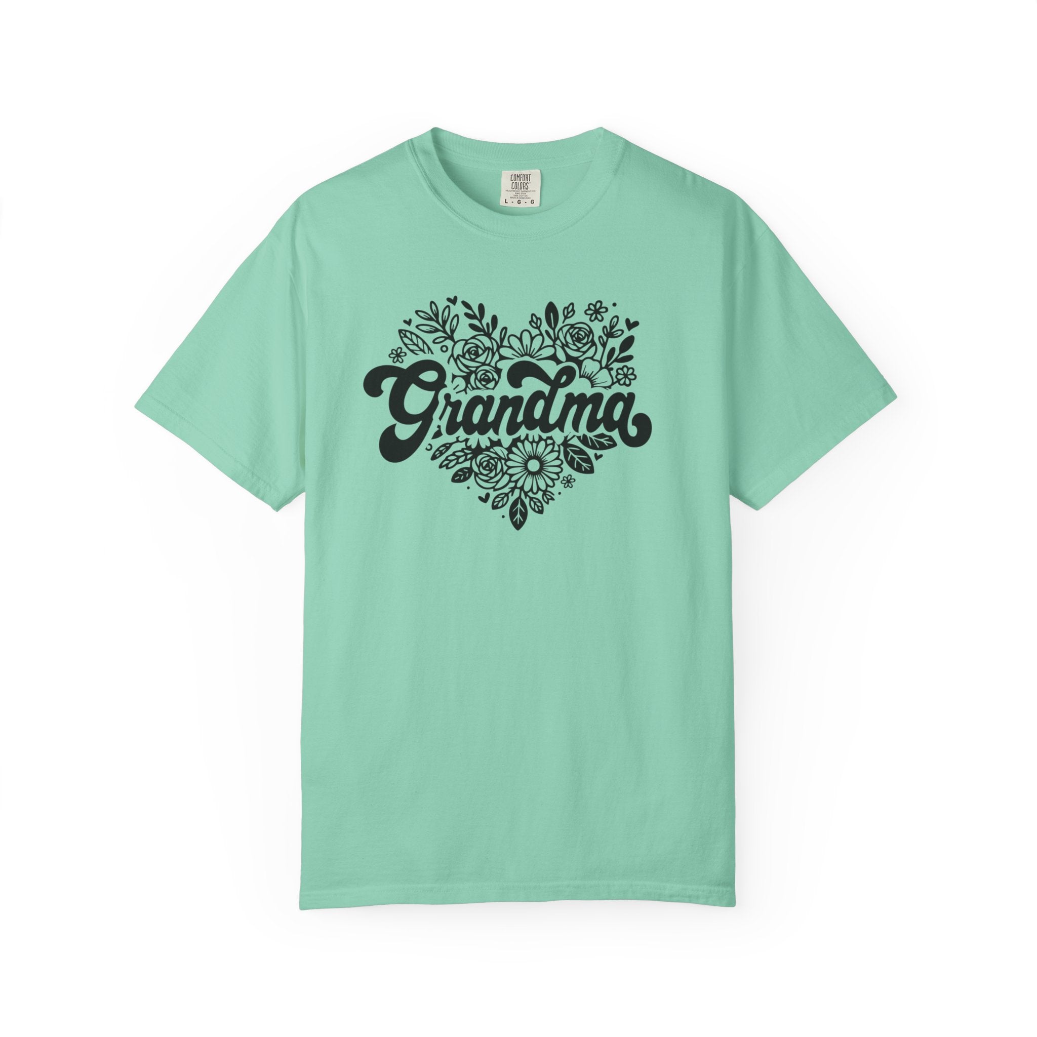 Grandma Large Center Floral Heart T-Shirt, Gift for Grandma, Mother&