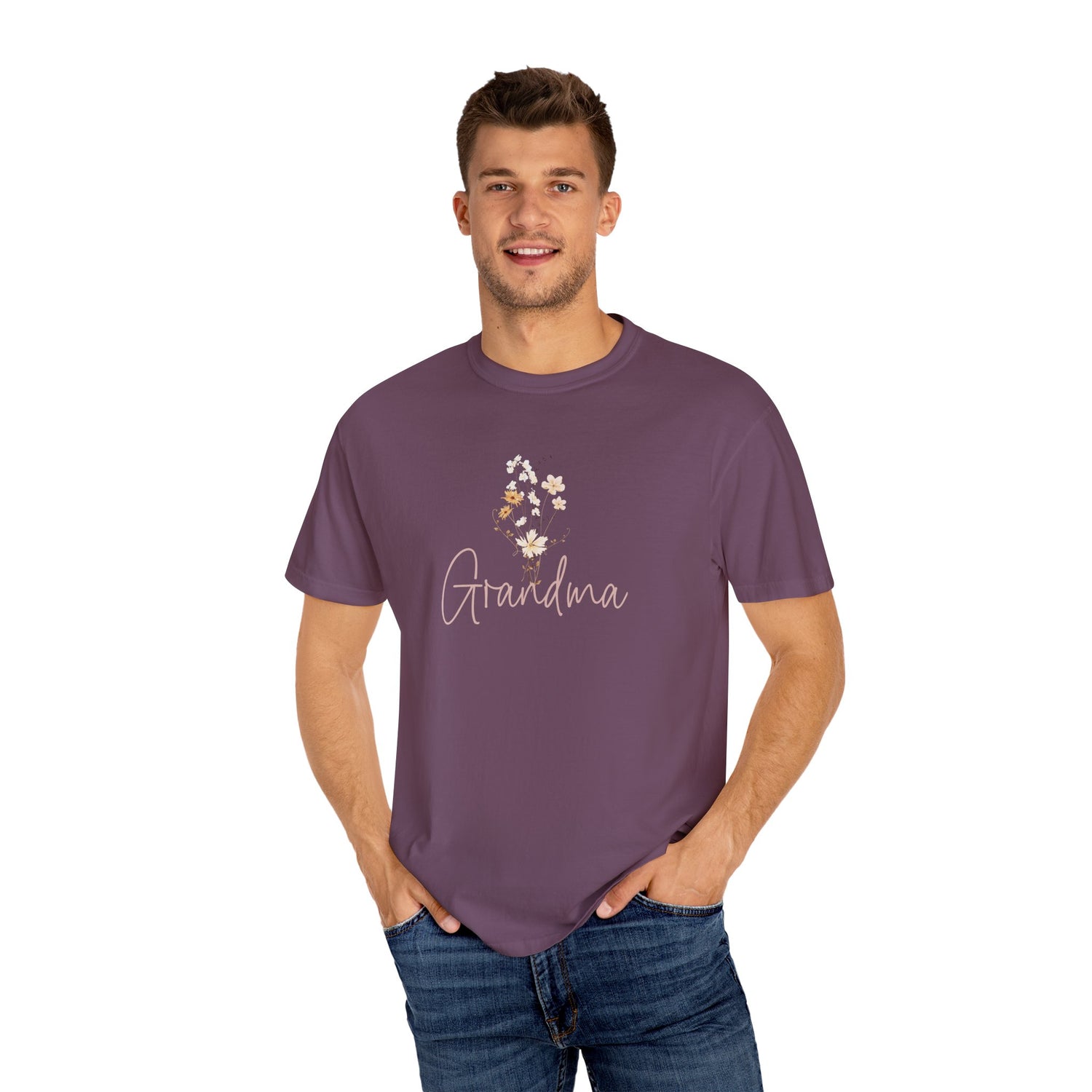 Flower Grandma Unisex Garment-Dyed T-Shirt, Gift for Grandma, Floral Tee, Mother&