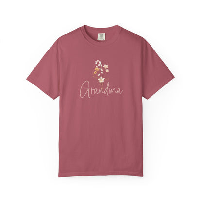 Flower Grandma Unisex Garment-Dyed T-Shirt, Gift for Grandma, Floral Tee, Mother&
