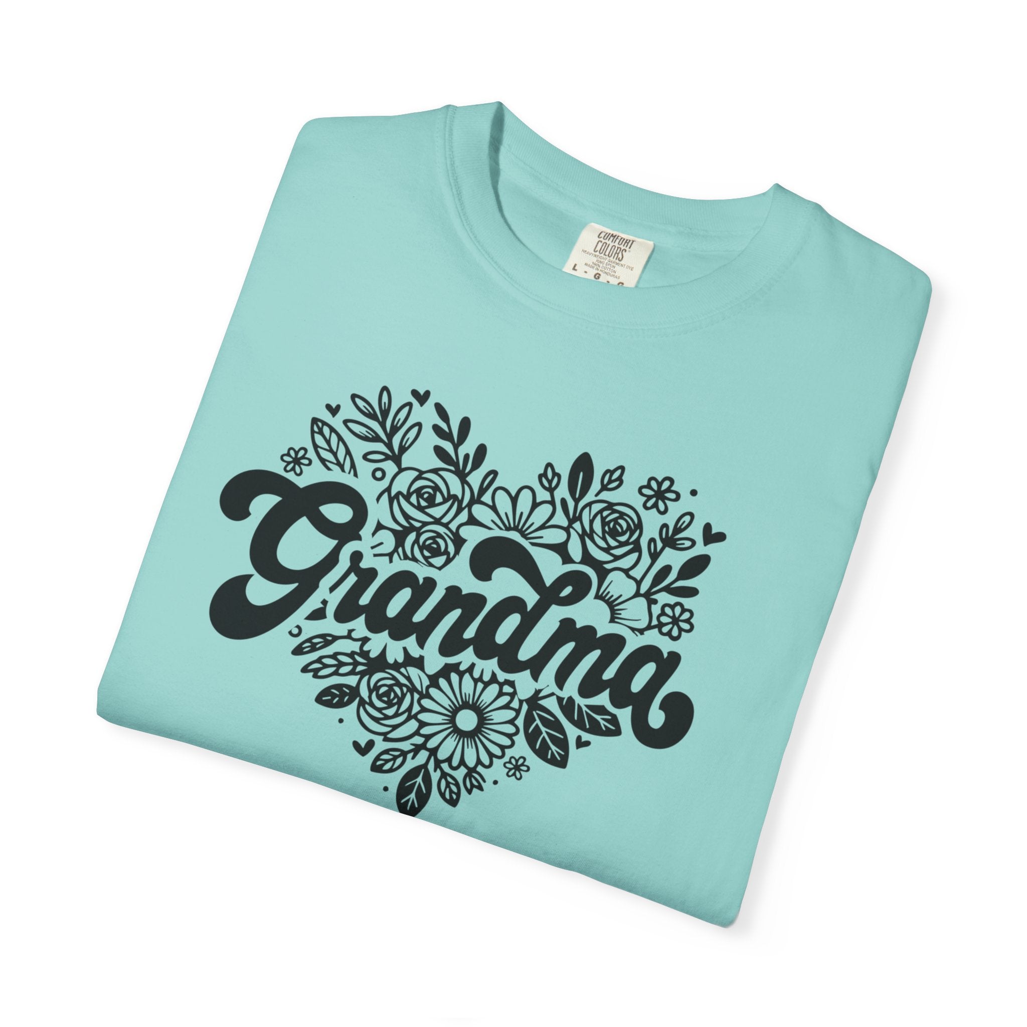 Grandma Large Center Floral Heart T-Shirt, Gift for Grandma, Mother&
