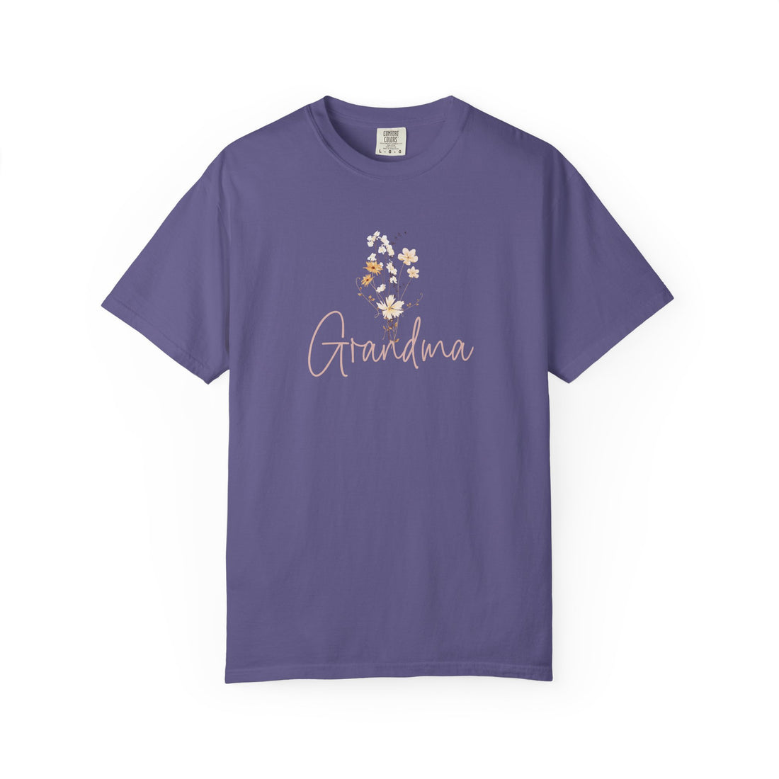 Flower Grandma Unisex Garment-Dyed T-Shirt, Gift for Grandma, Floral Tee, Mother&