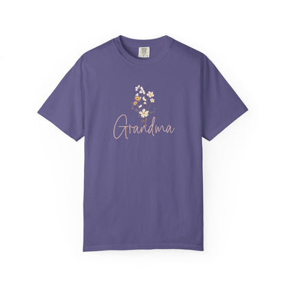 Flower Grandma Unisex Garment-Dyed T-Shirt, Gift for Grandma, Floral Tee, Mother&