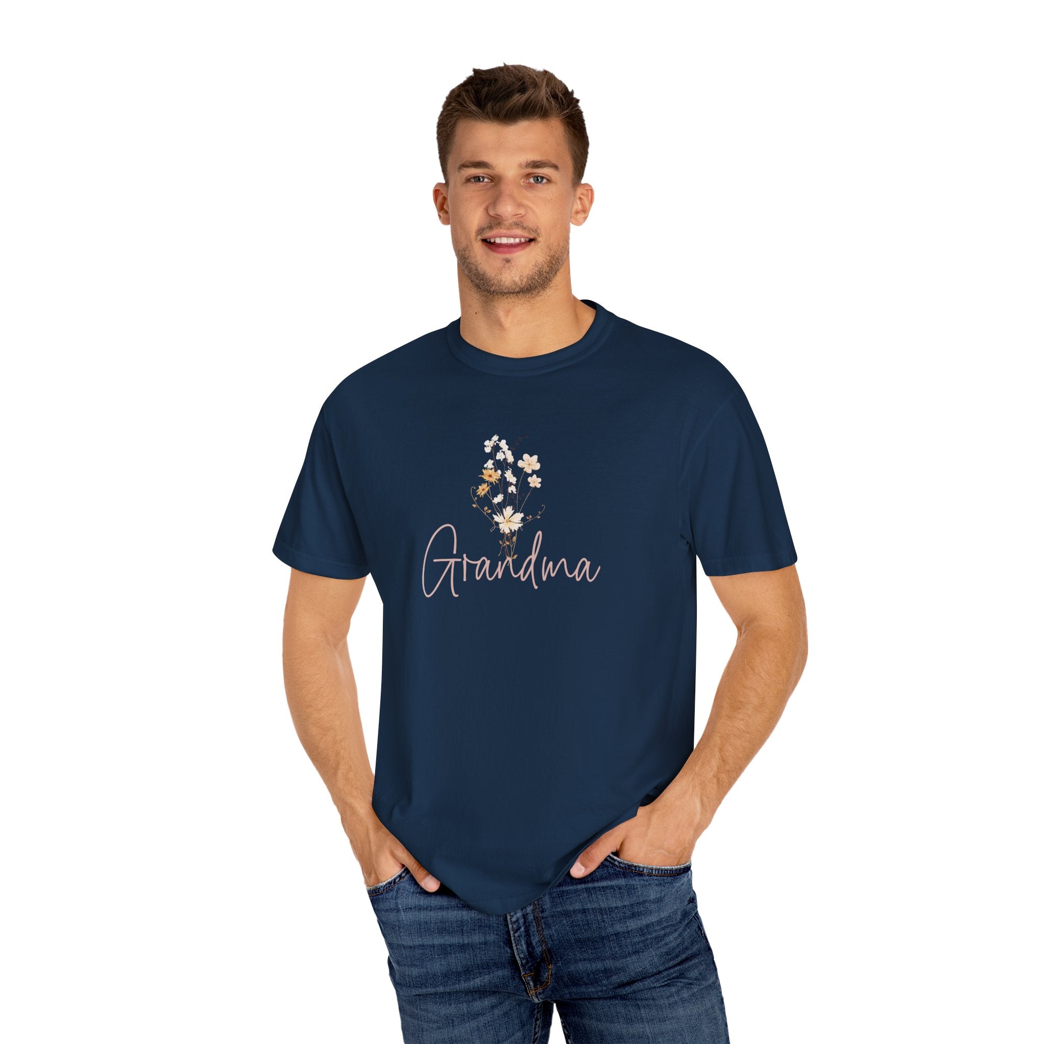 Flower Grandma Unisex Garment-Dyed T-Shirt, Gift for Grandma, Floral Tee, Mother&