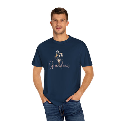 Flower Grandma Unisex Garment-Dyed T-Shirt, Gift for Grandma, Floral Tee, Mother&