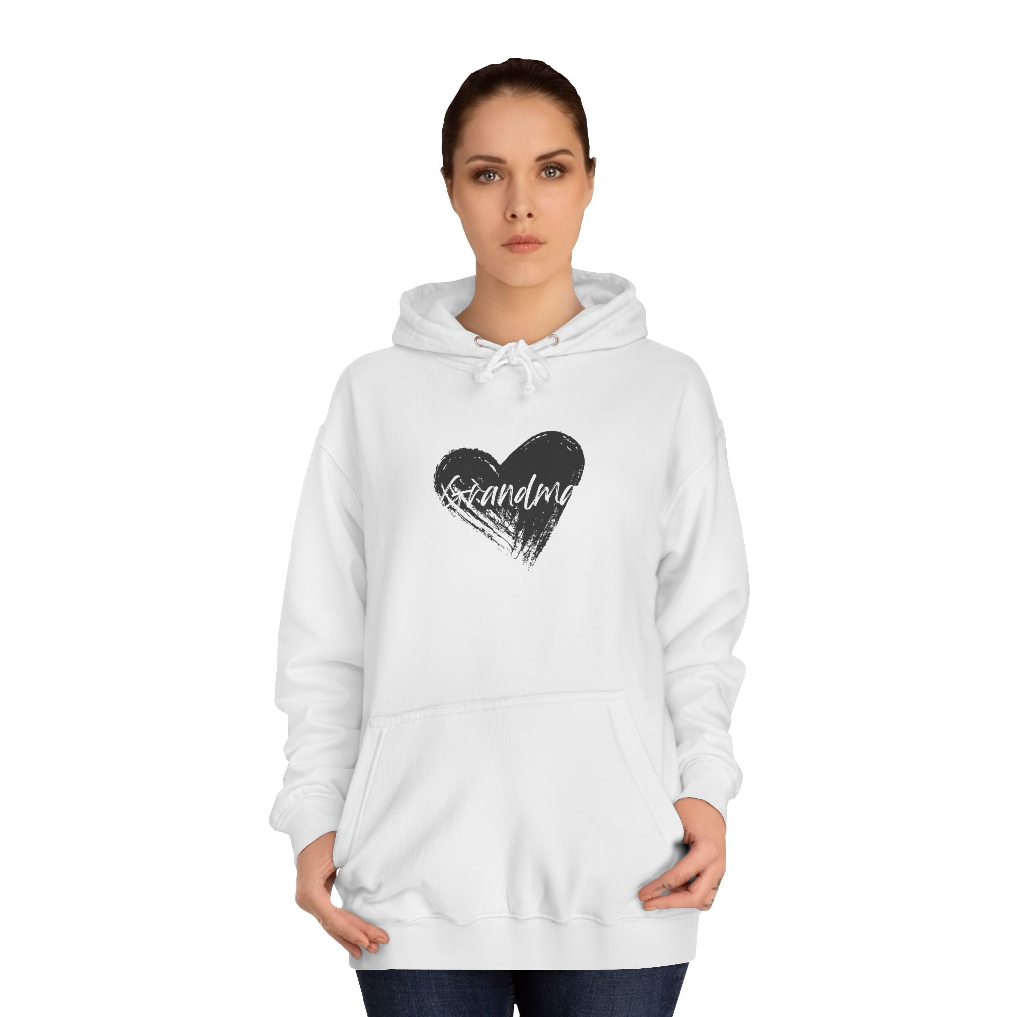 GRANDMA College Hoodie with Heart Design, Cozy College Apparel, Casual Sweatshirt, Gift for Students, Perfect for Campus Life, Trendy Hoodie