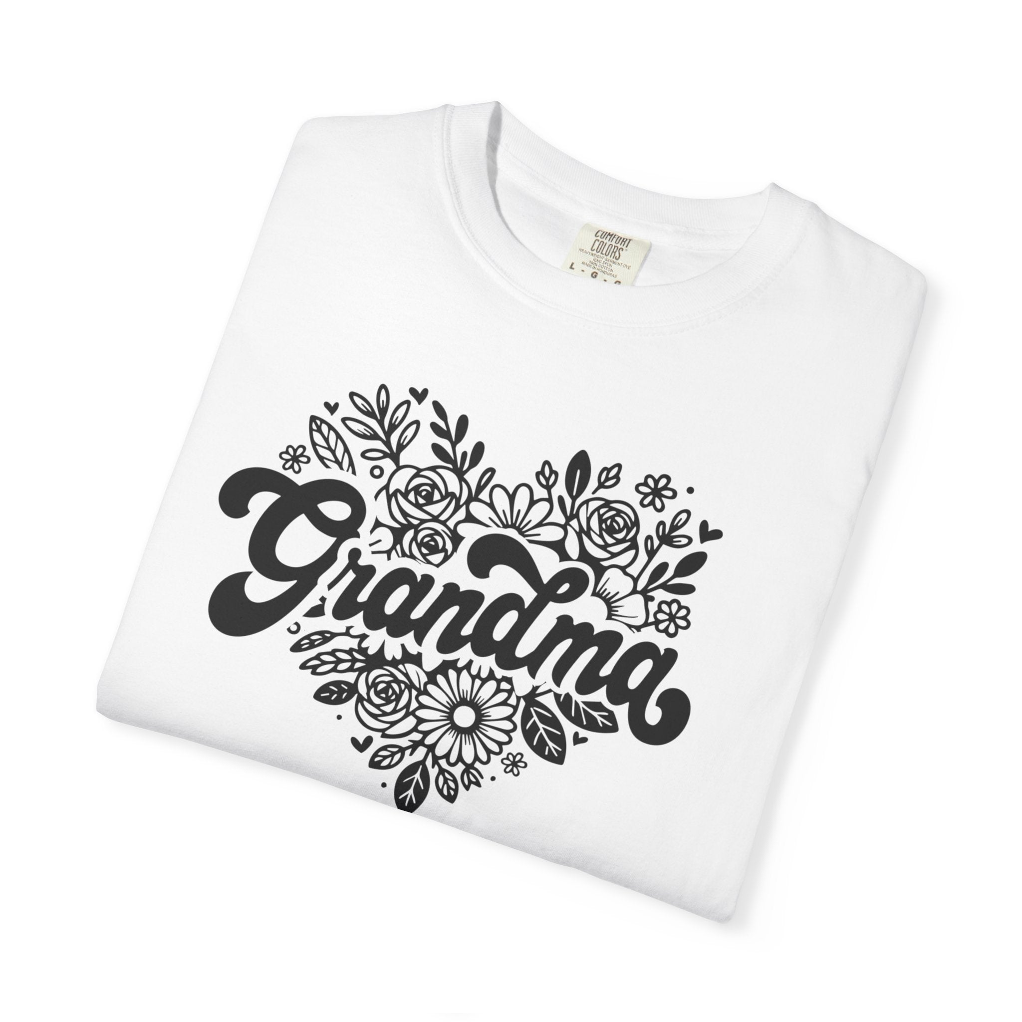 Grandma Large Center Floral Heart T-Shirt, Gift for Grandma, Mother&