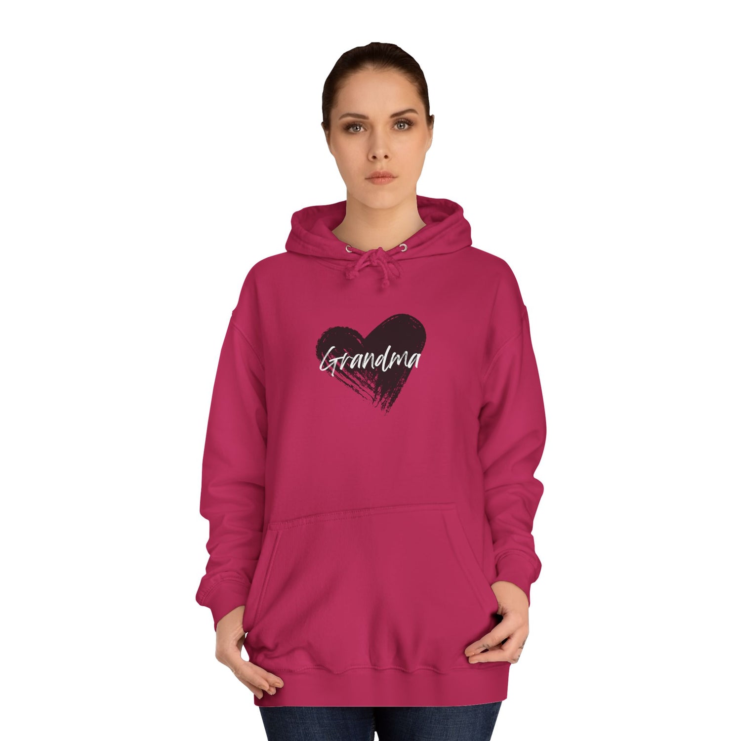 GRANDMA College Hoodie with Heart Design, Cozy College Apparel, Casual Sweatshirt, Gift for Students, Perfect for Campus Life, Trendy Hoodie