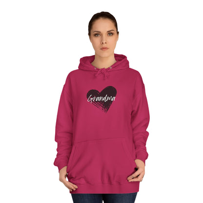 GRANDMA College Hoodie with Heart Design, Cozy College Apparel, Casual Sweatshirt, Gift for Students, Perfect for Campus Life, Trendy Hoodie