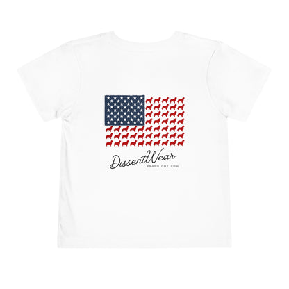 Red White and Blue Patriotic Golden Retriever, Trendy Tee, Toddler Tee, Cute Kids Shirt, Fun Animal Tee, Toddler Gift, Summer Playwear, Red White Blue Kids T-Shirt