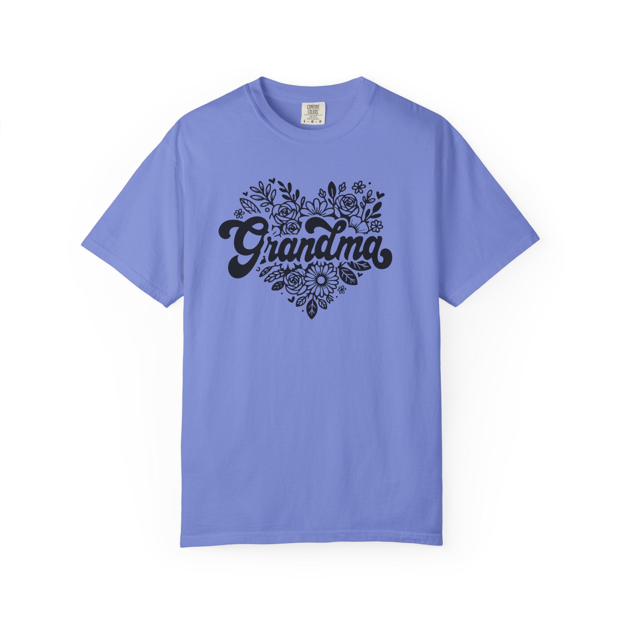 Grandma Large Center Floral Heart T-Shirt, Gift for Grandma, Mother&