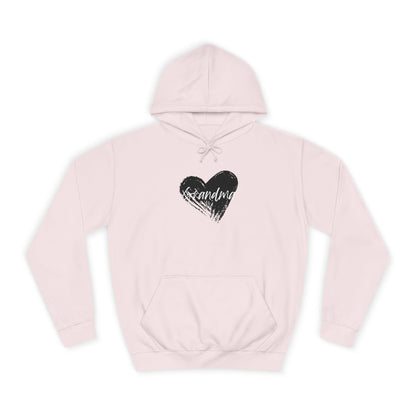 GRANDMA College Hoodie with Heart Design, Cozy College Apparel, Casual Sweatshirt, Gift for Students, Perfect for Campus Life, Trendy Hoodie