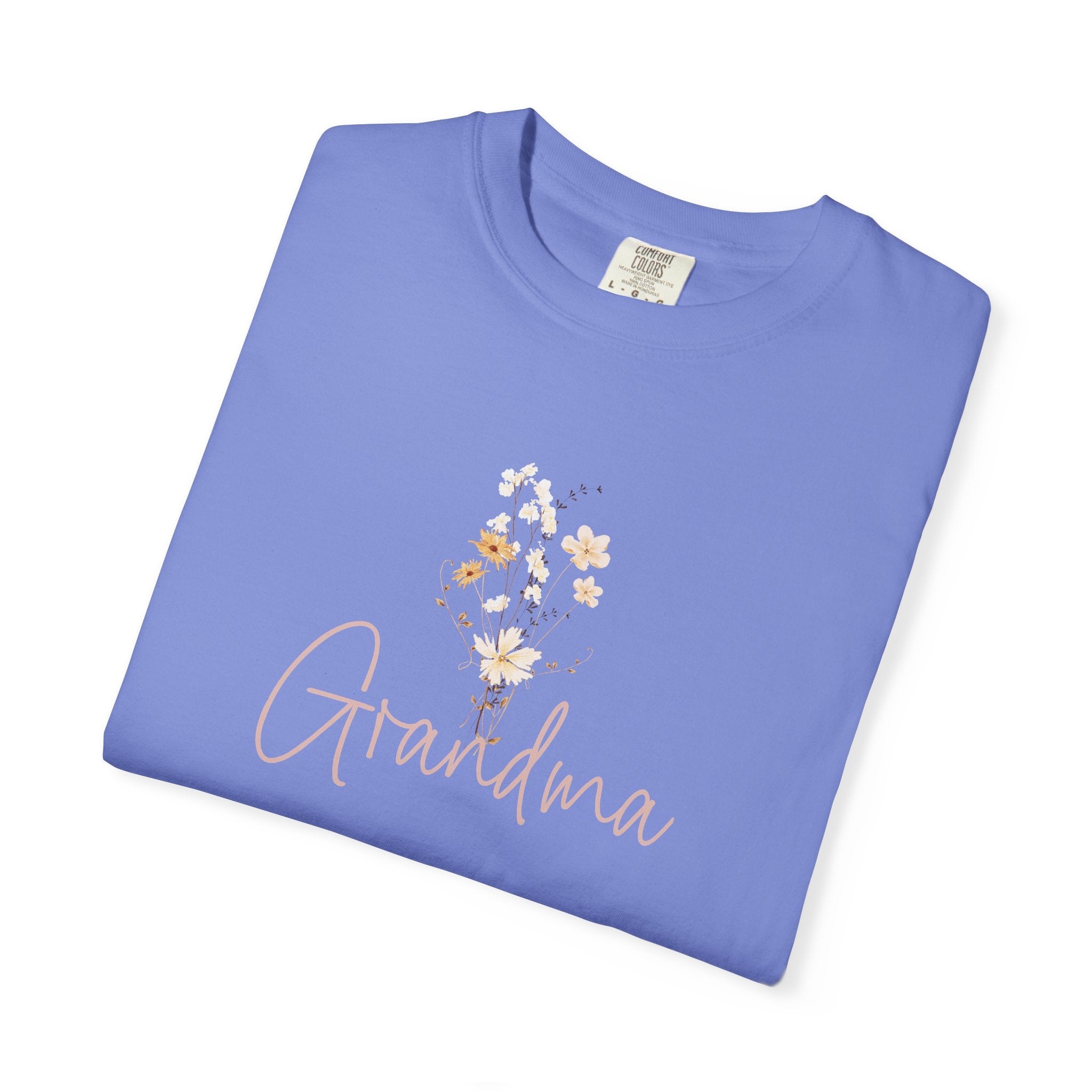 Flower Grandma Unisex Garment-Dyed T-Shirt, Gift for Grandma, Floral Tee, Mother&