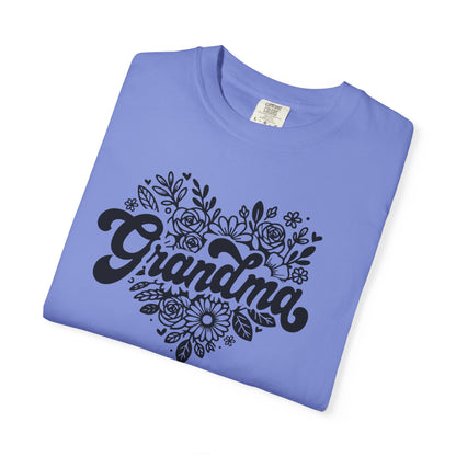 Grandma Large Center Floral Heart T-Shirt, Gift for Grandma, Mother&