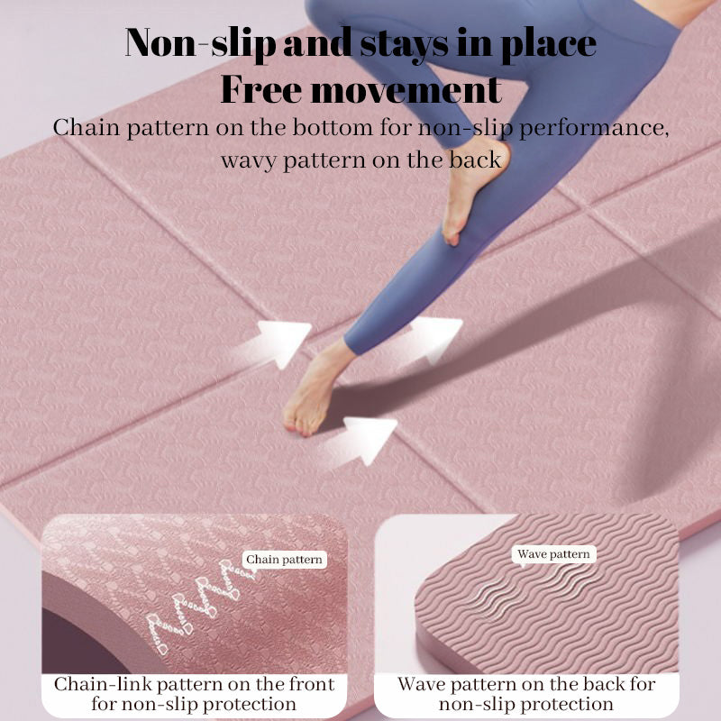 Foldable eco-friendly TPE yoga mat: double-sided, non-slip, for travel, exercise, Pilates &amp; floor workouts