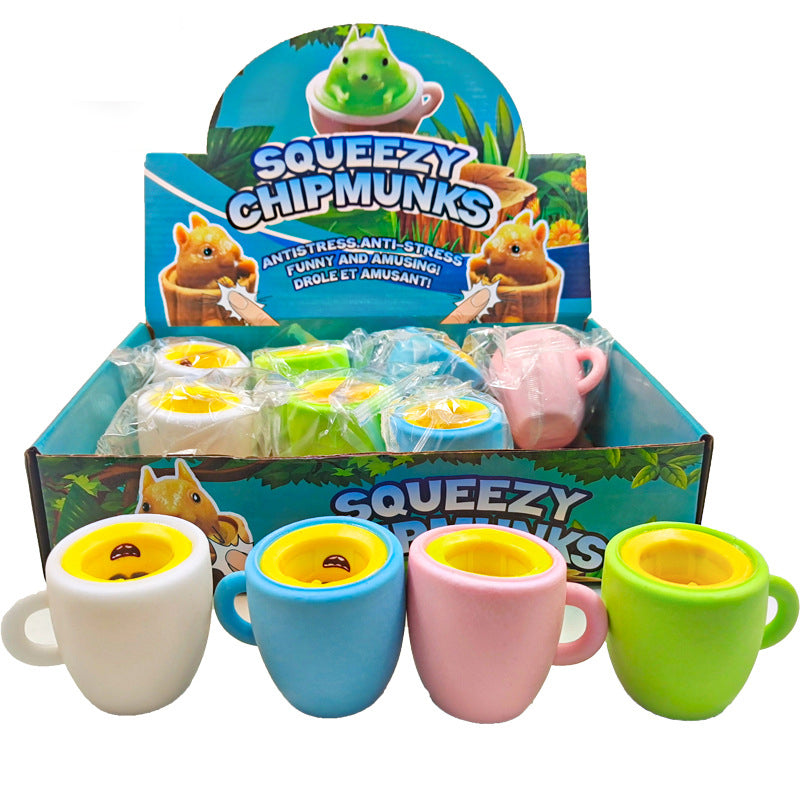Creative Decompression Cute Cheese Mouse Cup Pinching And Squeezing Squirrel Cup Decompression Toy