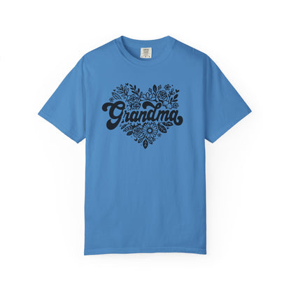 Grandma Large Center Floral Heart T-Shirt, Gift for Grandma, Mother&