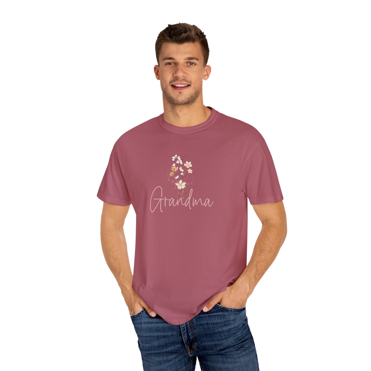 Flower Grandma Unisex Garment-Dyed T-Shirt, Gift for Grandma, Floral Tee, Mother&